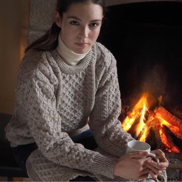 Sweaters - Patrick Malin Vintage Aran Chunky Oversized Cable Knit Fisherman Sweater Sz L